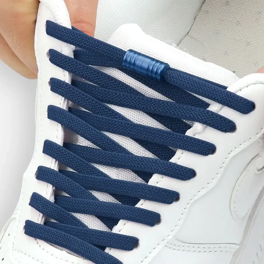 Creative Semicircle No Tie Shoelaces Locking Man Women Metal Lock Laces Elastic Lazy Shoe Laces Shoe Accessories