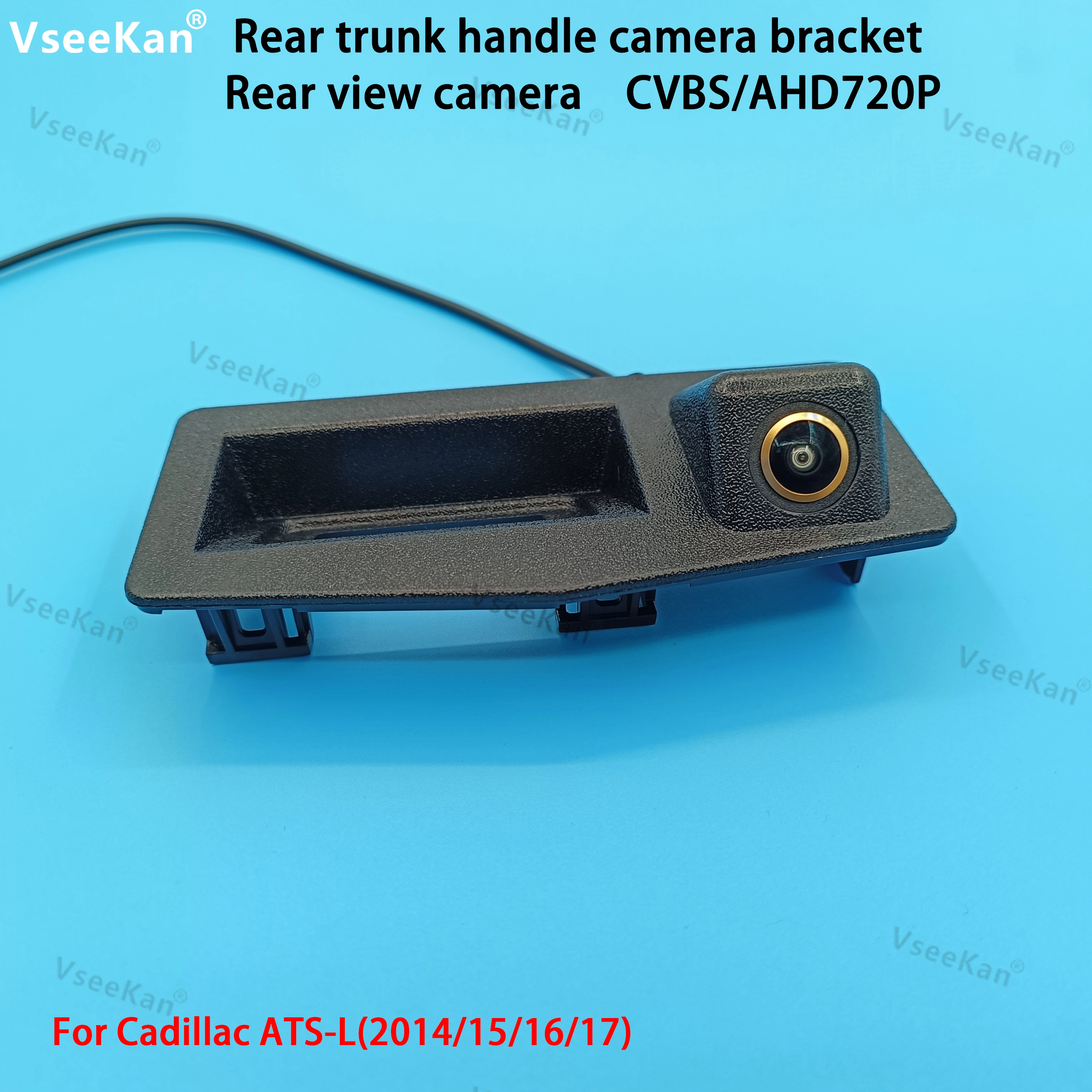 CVBS AHD720P Car Rear View Reverse Camera Trunk handle bracket For Cadillac ATS-L 2014/15/16/17 Golden lens HD night vision