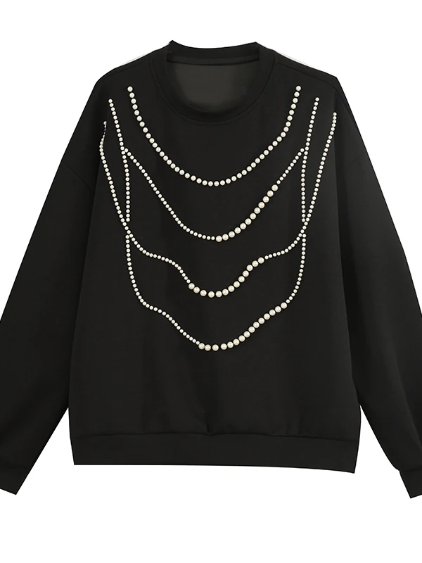 เสื้อสเวตเตอร์แฟชั่นทรงหลวมสำหรับผู้หญิง ฤดูใบไม้ร่วง 2025 รุ่นใหม่ ไซส์ใหญ่ สไตล์ยุโรป เสื้อผ้าผู้หญิง