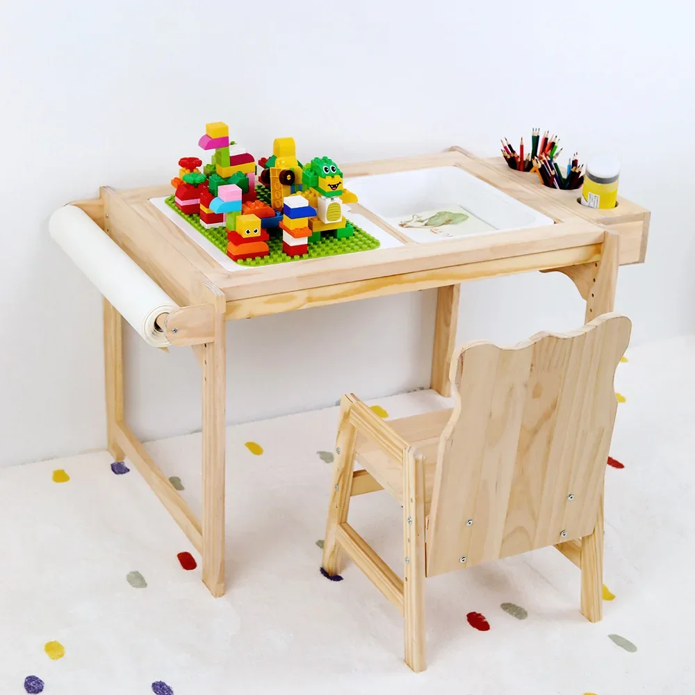 

Wooden Activity and Sensory Tables For Kids Play Table with Double Sensory Bin Stand Kids Activity Tables With Chair Furniture