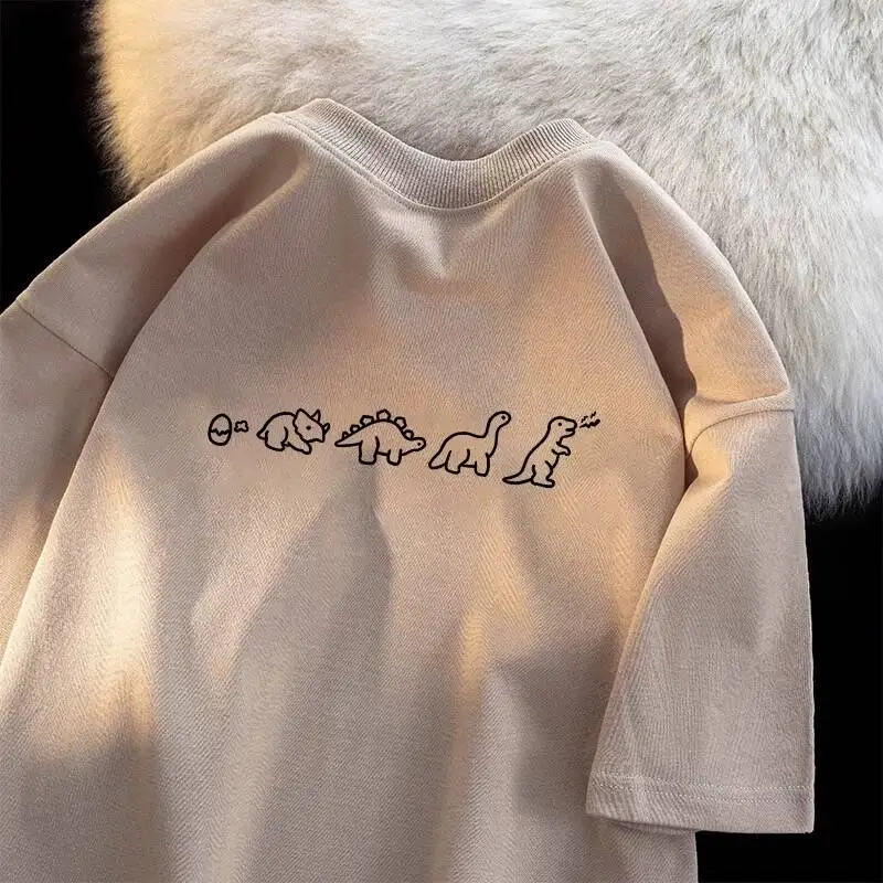 

Футболка Tagkita Outlet Summer из чистого хлопка, модная, свободного кроя, молодежная, повседневная, с круглым вырезом