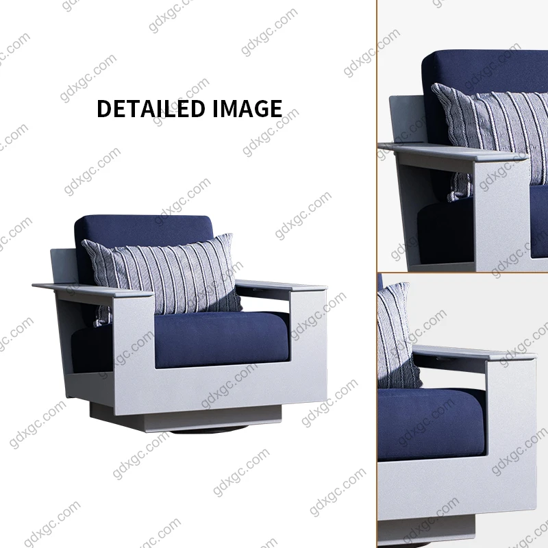 WPC Plastic Wood Outdoor Sofa Single Sofa With Cushion for Poolside Hotel Villa