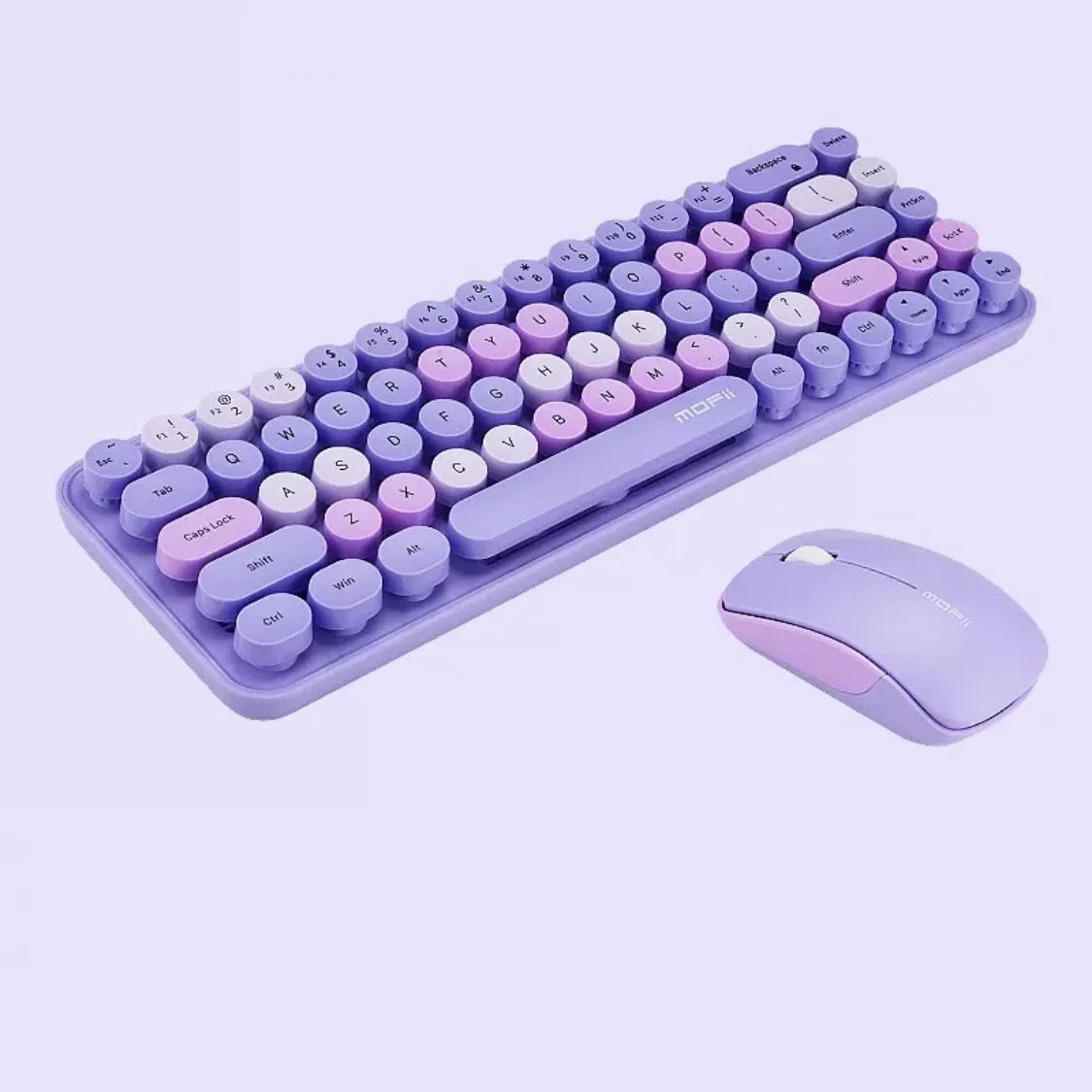 

Mofii Wireless Keyboard and Mouse 2.4G Keyboards with Colorful 68 Keys Typewriter Retro Round Keycap for Laptop, Tablet, Windows