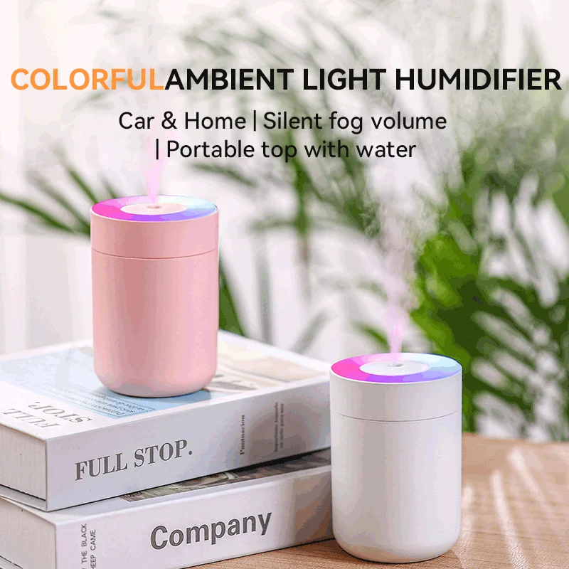 USB Air Humidifier Personal Air Moisturizer for Home Office Car Powerful Mist 7 Color LED Mood Light Quietest Air Humidification