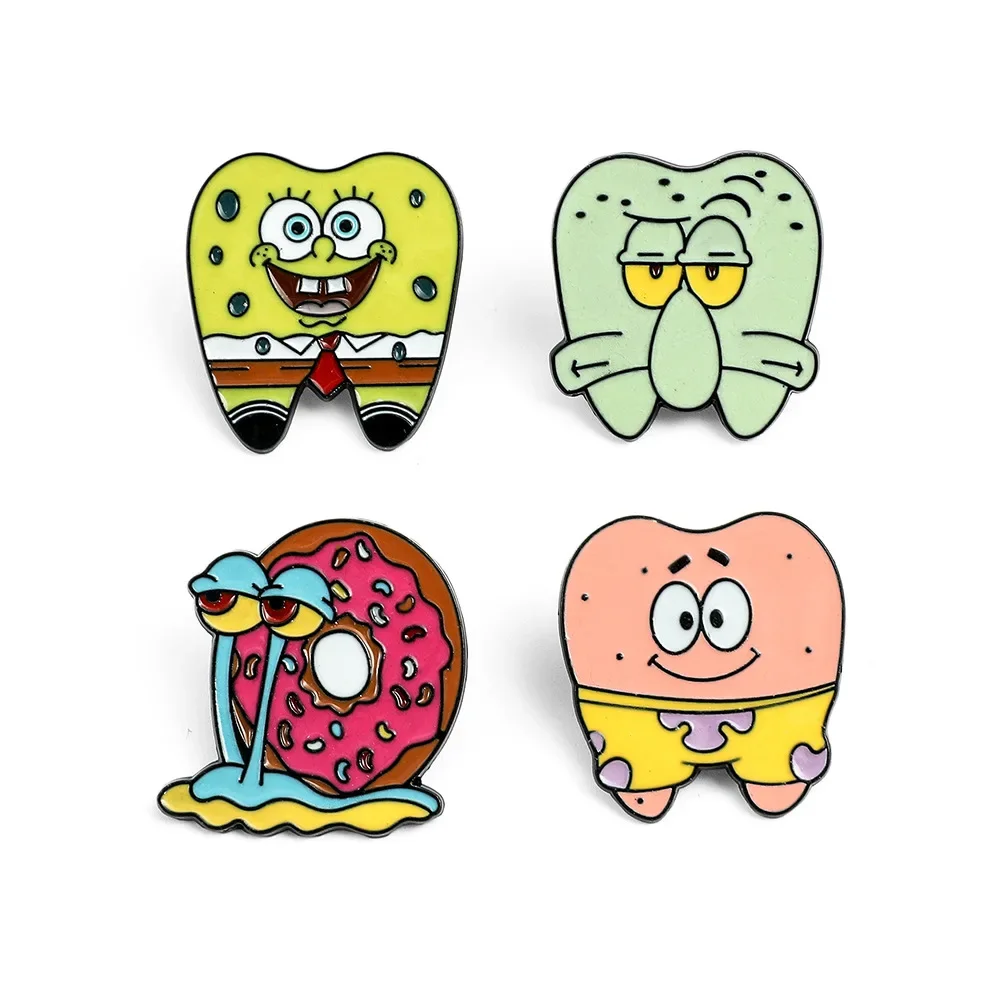 Anime SpongeBob SquarePants Enamel Pins Cartoon Brooch on Clothes Creative Patrick Star Metal Badge for Backpacks Brooches Gifts