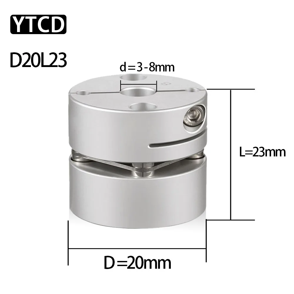 Motor Shaft Single Diaphragm Coupling D20L23mm Universal Coupler Servo Motor Screw Elastic Transmission Coupling  3-8mm