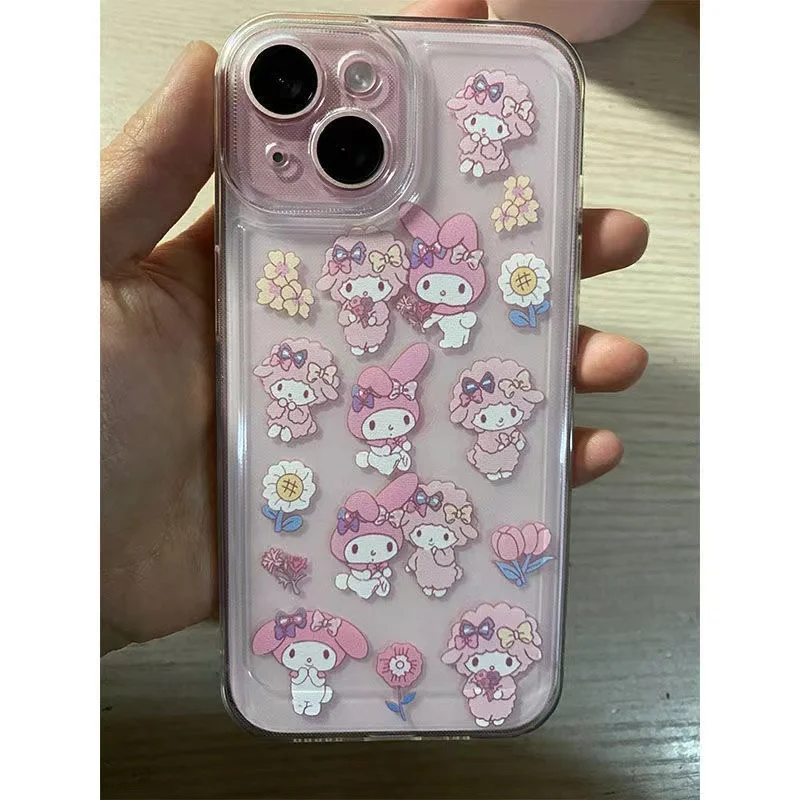 Sanrio My Melody Sunflower Phone Case For iPhone 16 15 14 13 12 Mini Pro Max X XR XSMax 7 8 Plus Transparent Soft TPU Back Cover