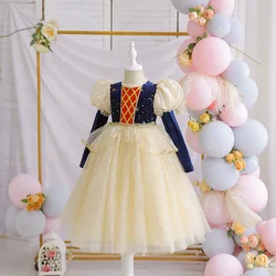 Girl Luxury Dress Spring Autumn Long Sleeve Princess Girl Dress Tulle Formal Dress Size 100-140 Little Girl Clothing