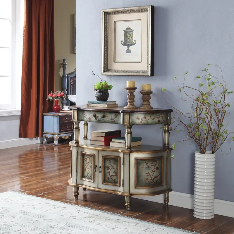 Semicircular Entrance Cabinet Champagne Color Luxury Aisle Corridor Table Bedroom Locker Factory Wholesale