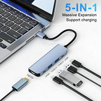 5 in 1 USB C HUB Type C 4K@30Hz HDTV-Compatible USB 3.0 PD100W Multiport Adapter Docking Station for Laptop Dell Nintendo Switch