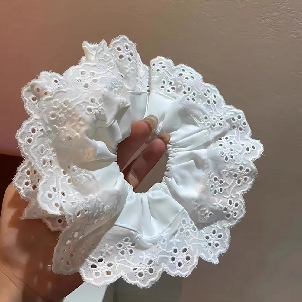 Summer Double-layer Lace Scrunchies Big Flower French Oversized Ponytail Holder Hair Rope Lolita Hair Accessories Hair Ties INS