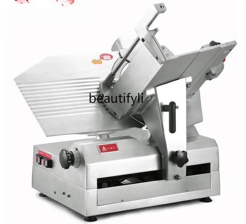 

D06 Commercial automatic 12-inch cutting frozen meat machine, beef and mutton hot pot cutting and rolling machine,frozen meat pl