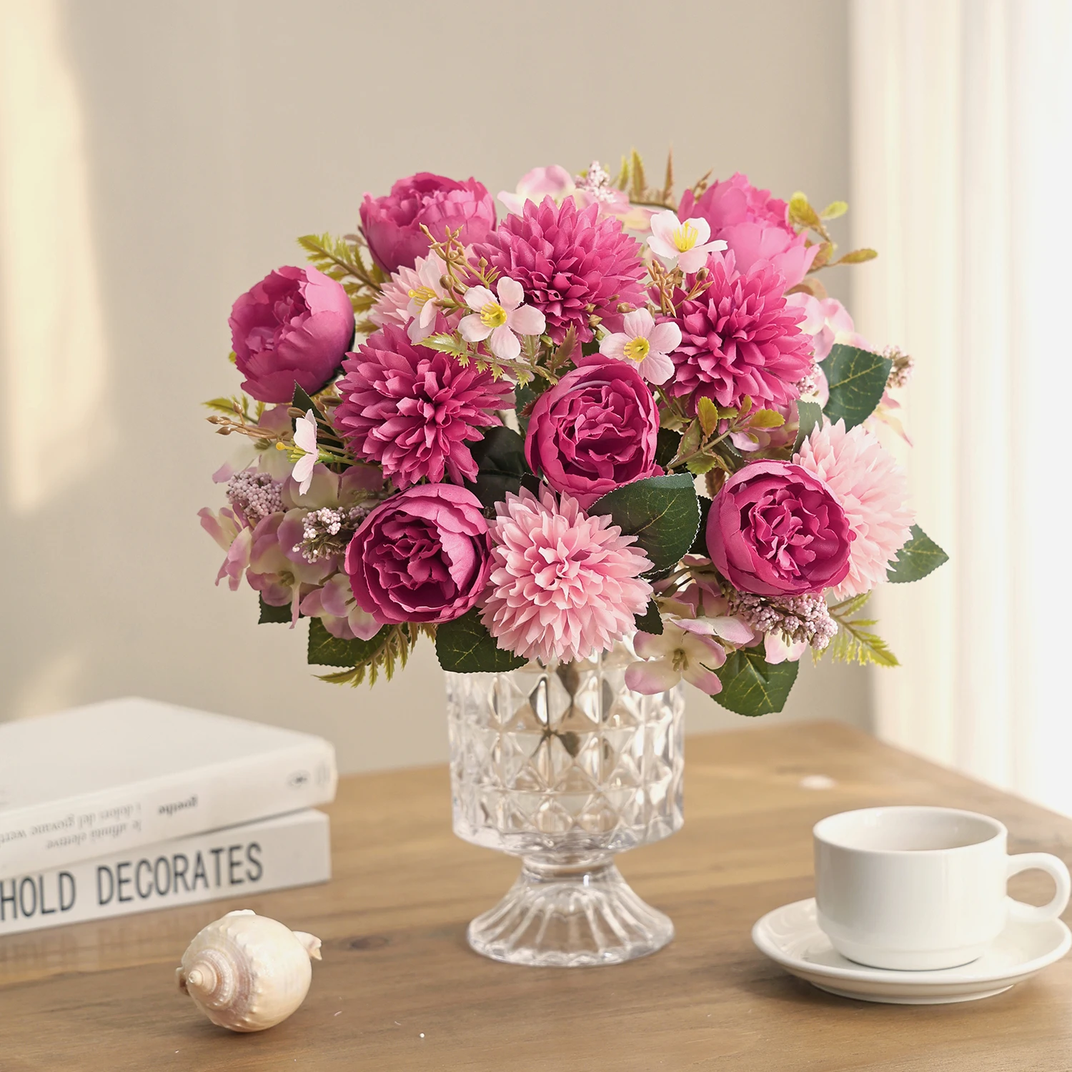 Flores Artificiales de Seda, Crisantemo y Rosa, para Decoración del Hogar, Bodas, Ramos de Novia, Festivales, Jardín, Manualidades y Regalos