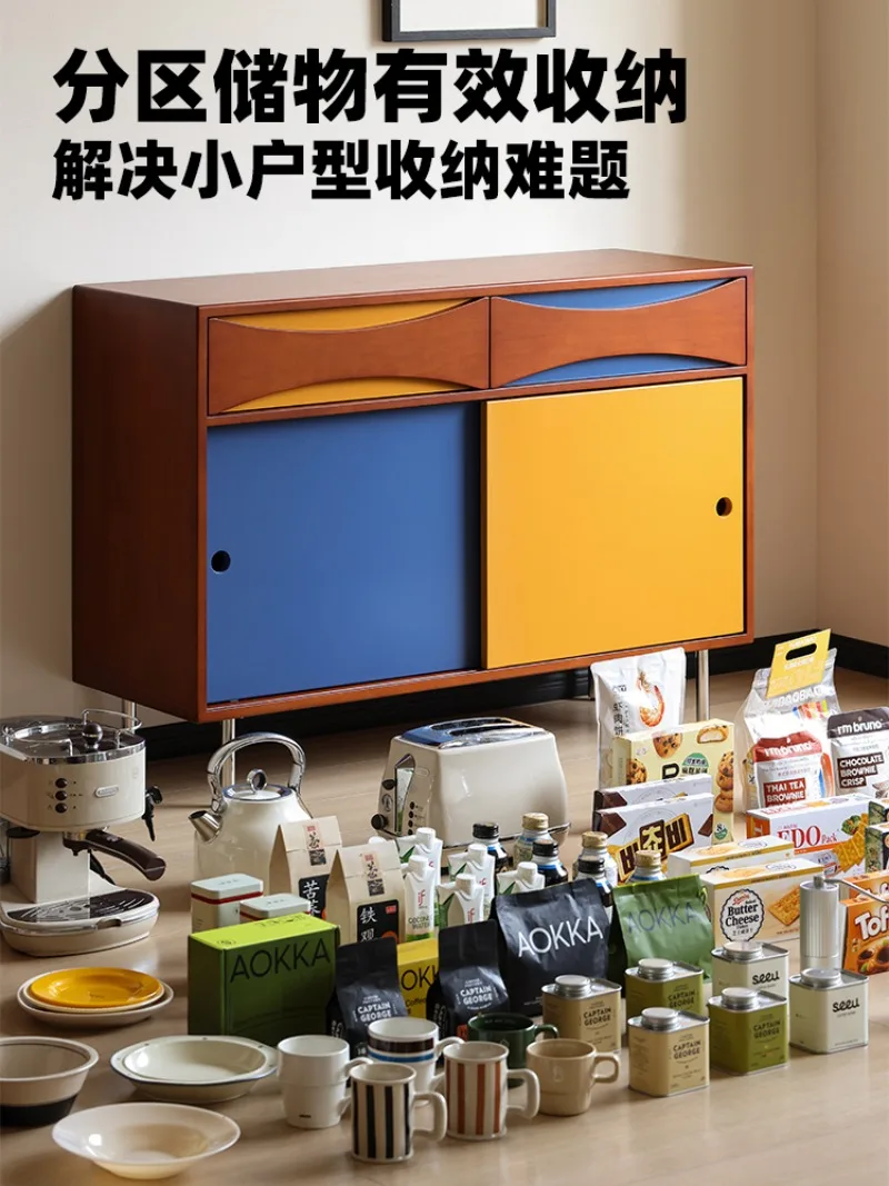 dining side cabinet, integrated storage cabinet against the wall, locker, living room color contrast characteristic cabinet