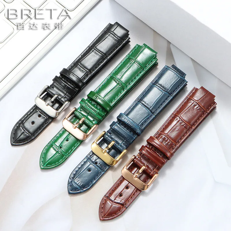 Convex End Genuine Leather Watch Strap for Citizen ECO‑DRIVE CC3039‑08E CC3079‑11E CC3035‑50E Cowhide Replacement Wrist Band