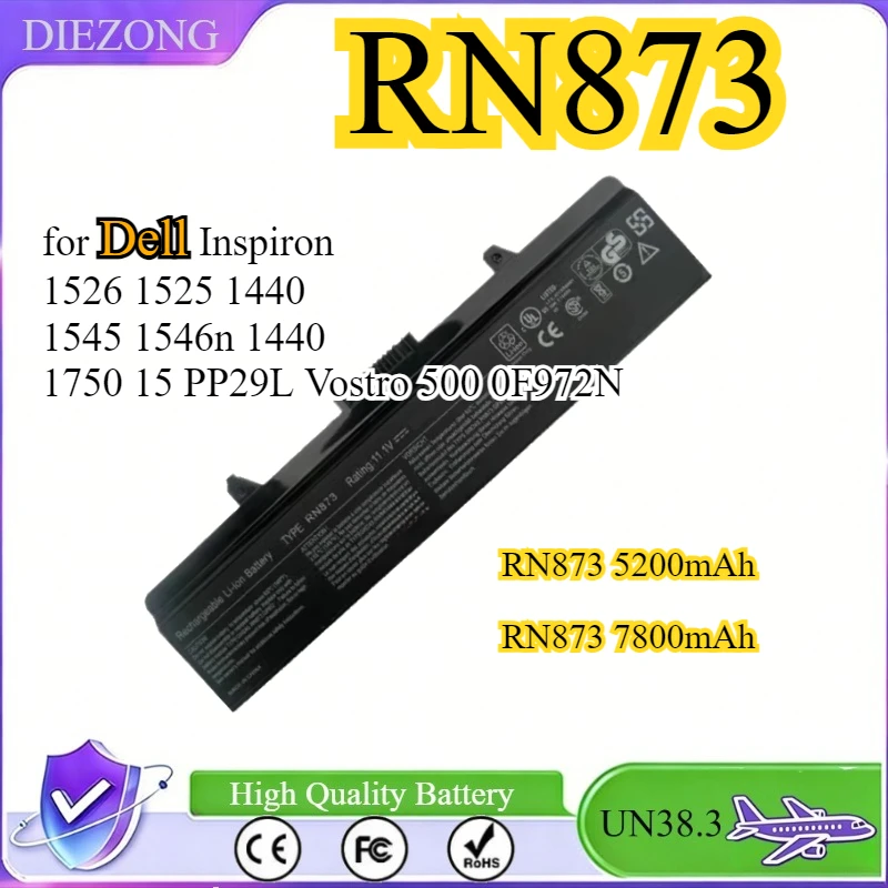 

RN873 K450N 0CR693 Laptop Battery for Dell Inspiron 1526 1525 1440 1545 1546n 1440 1750 15 PP29L Vostro 500 0F972N 11.1V 5200mAh