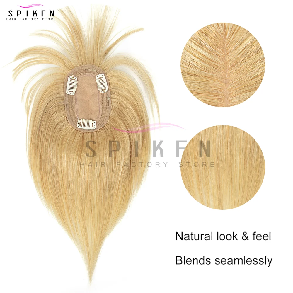Spikin topper pedaço de cabelo com franja extensões de cabelo real adicionar volume 8 "-12" cabelo humano injetar cabelo superior peruca clipes em cabelo humano