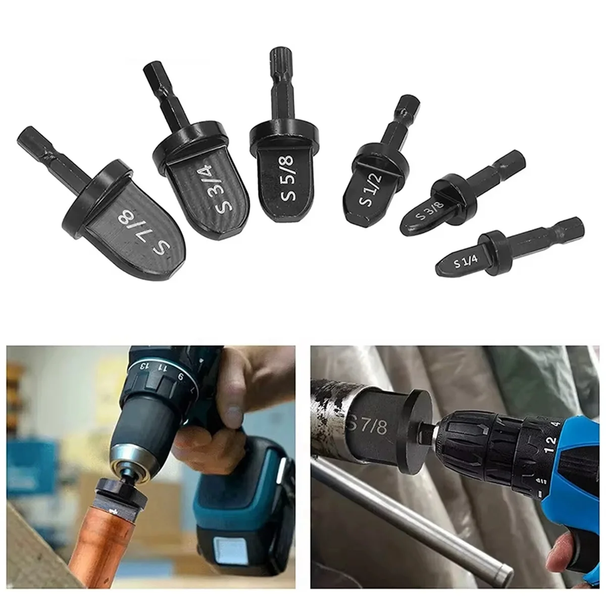 

A56XQ 11-Piece Copper Tube Expander Set Bearing Steel Hexagonal Shank Drill Copper Tube Expander Soft Copper Tube Tool