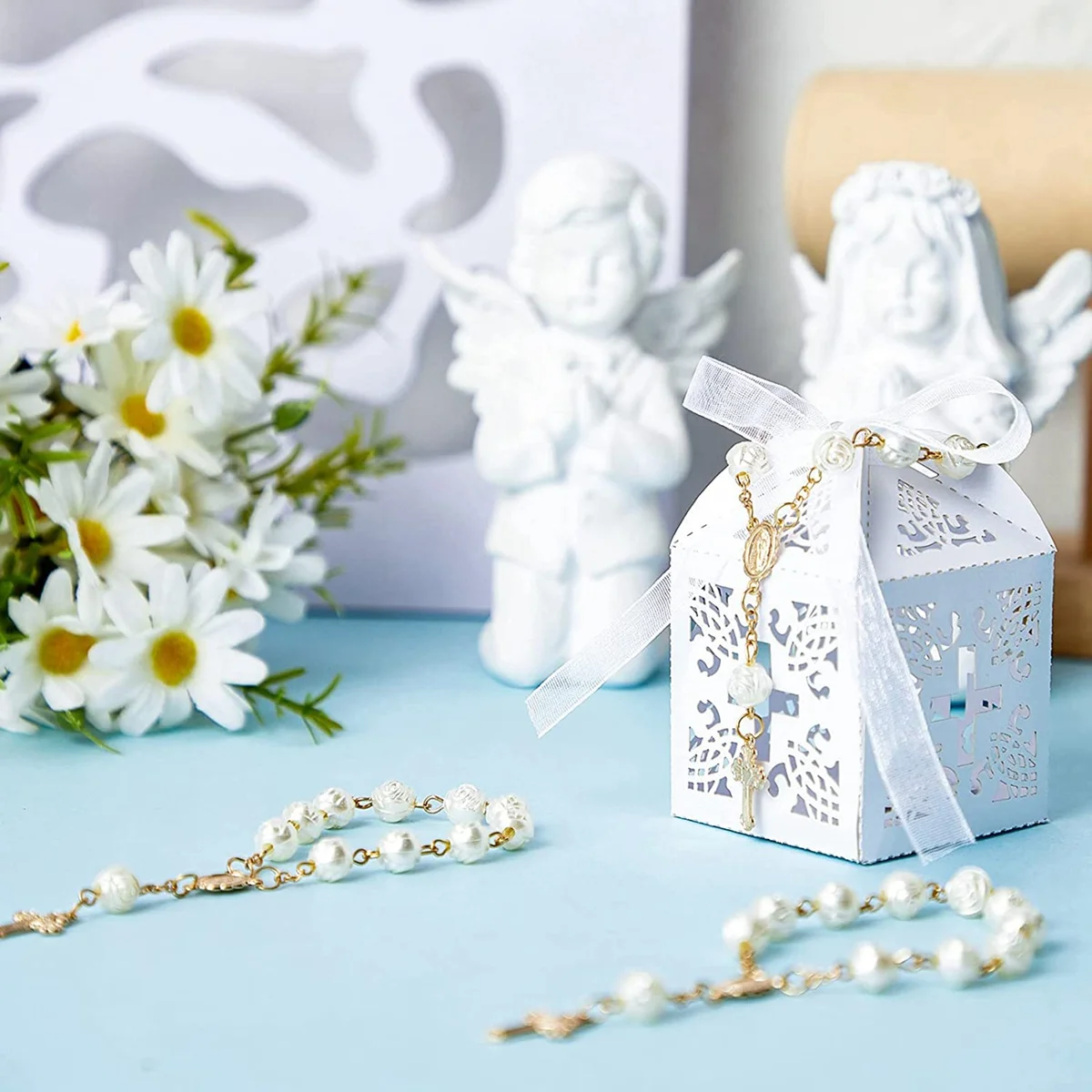 سوار من الخرز الأكريليكي مع مسبحة صغيرة متقاطعة ، مفضلات التعميد ، تواصل التعميد ، مسبحة إصبع ، 20 *