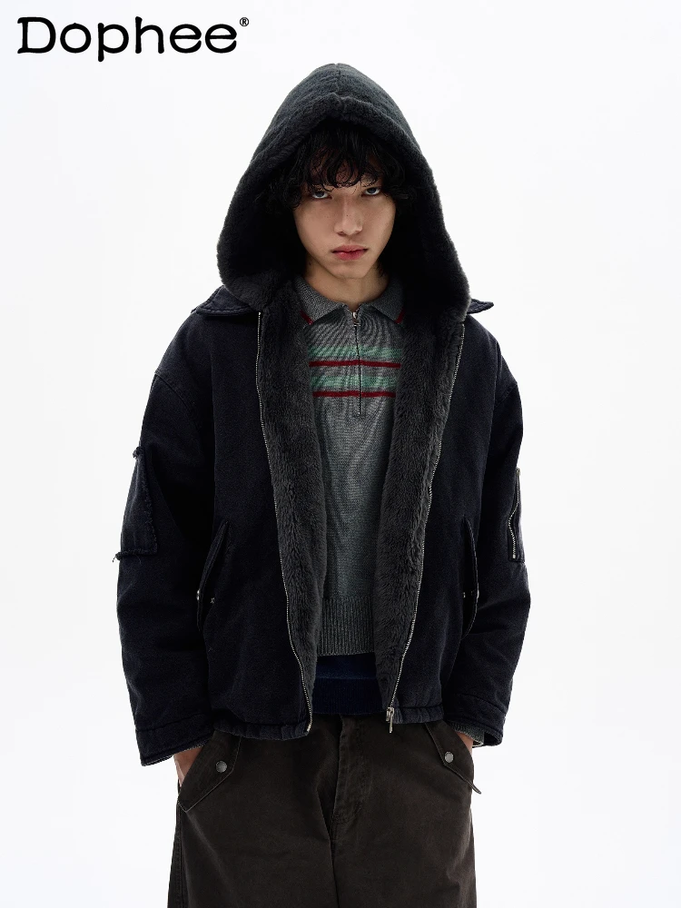 

Men Women 2025 Winter New American Style Retro Faux Two-Piece Jackets Men High-End Stylish Parkas Warm Loose Comfort Chic Coats