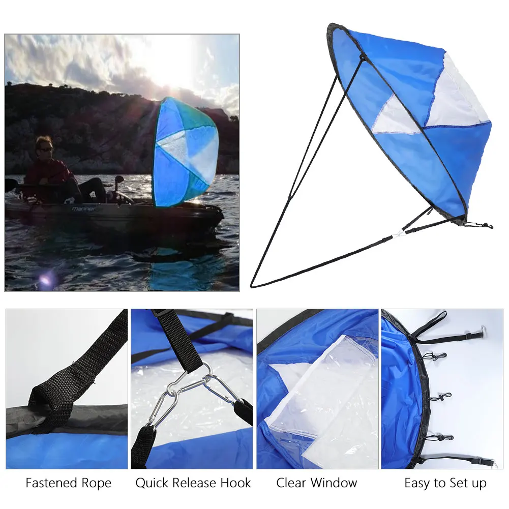 108cm Foldable Transparent Window Canoe Sail and Storage Bag Blue and White Proofing