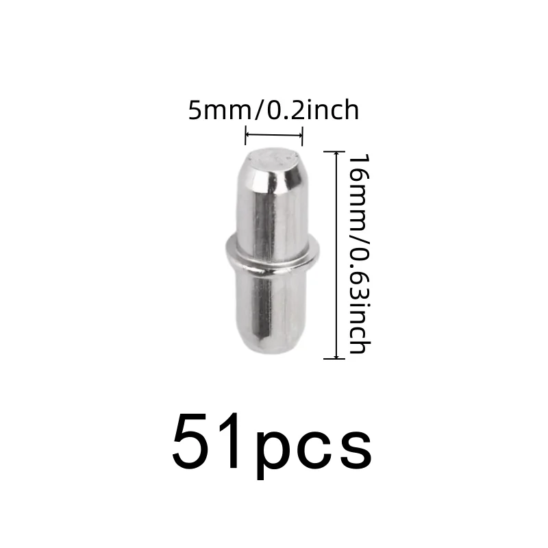 Rust Resistant Finish Furniture Board Brackets, 51 pcs, Bookshelf Layer Pins, Sturdy Load Bearing for Home Furniture Hardware