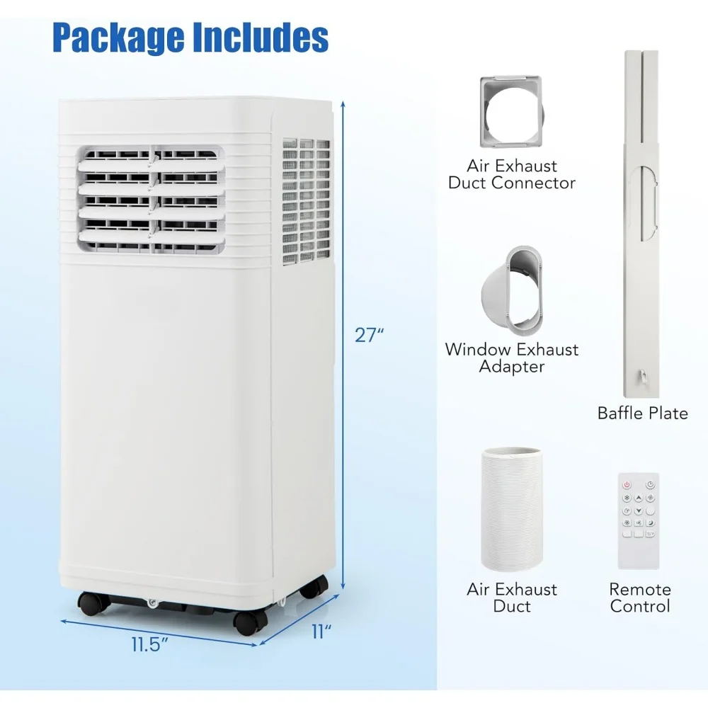 HAOYUNMA pendingin ruangan portabel, AC 8000 BTU dengan kipas & Dehumidifier, Timer 24 jam & Remote kontrol, jendela