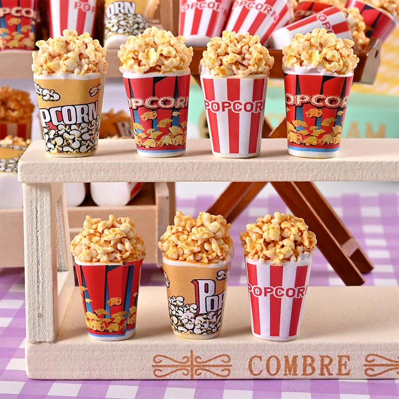 10Pcs Puppenhaus Mini Simulation Popcorn Eimer Modell Hause DIY Dekorative Ornamente 1:12 Puppenhaus Zubehör kinder Geschenke