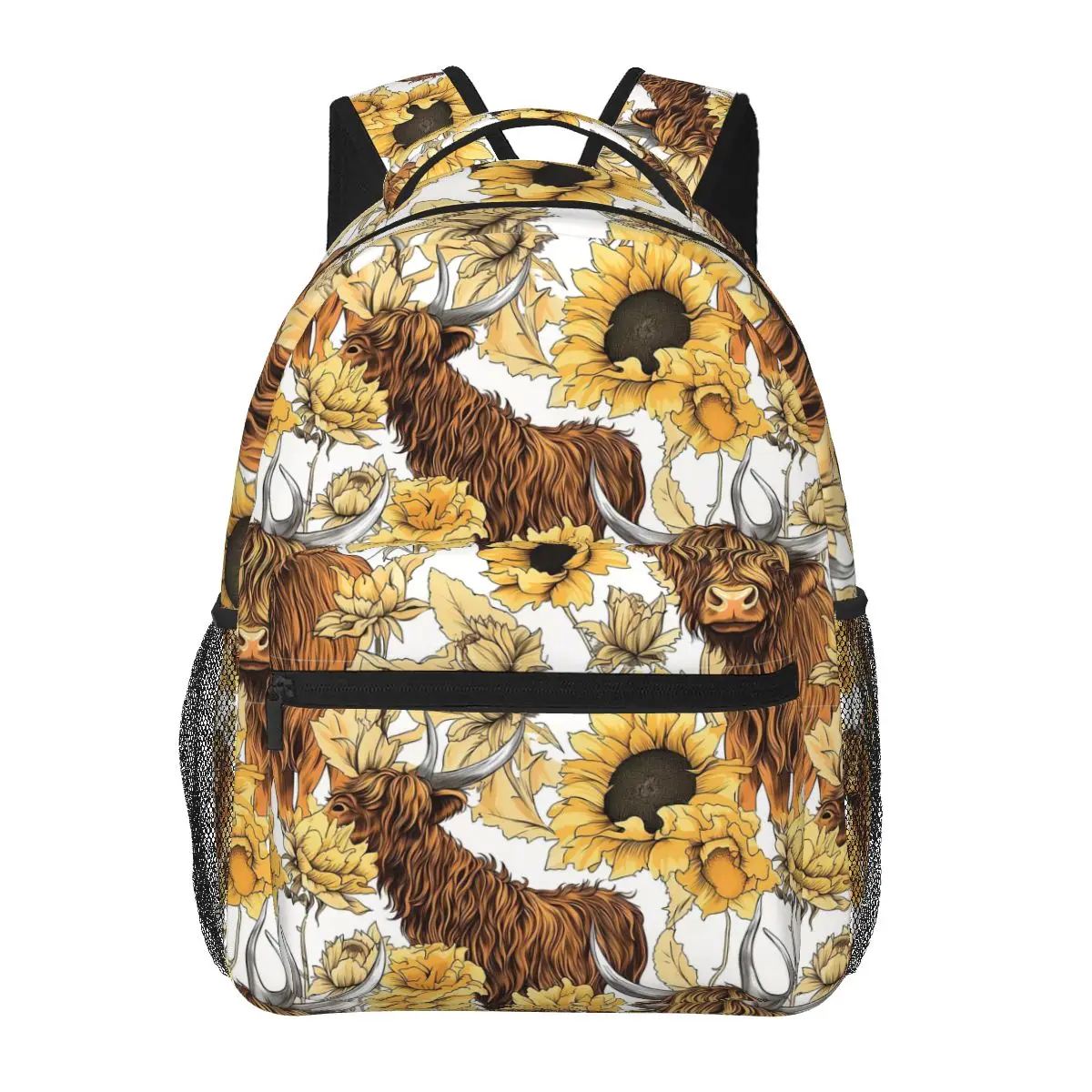 

Highland Cow And Sunflowers Backpacks Boys Girls Bookbag Children School Bags Laptop Rucksack Shoulder Bag Large Capacity