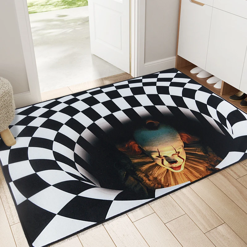 

Horror Halloween Doormats 3D Printing Scary Carpet Clown Trap Visual Mat/Rug For Halloween Party Living Room Bedroom Decoration