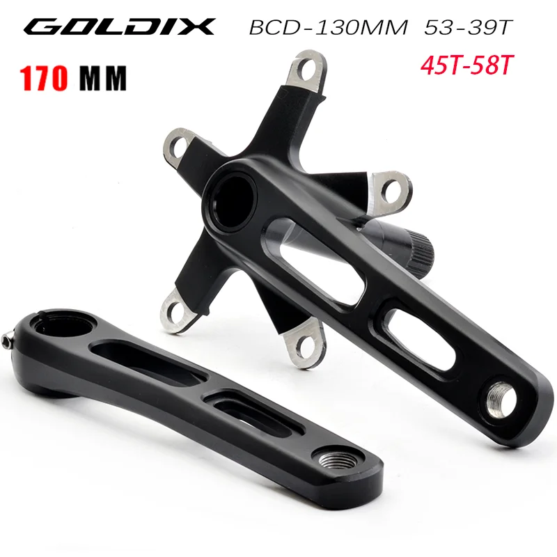 GOLDIX 130BCD Road bike Crankset 45-58T Wide Narrow Teeth 170mm Hollow Integrated 5Claw Folding bicycle crank for Shimano/SRAM