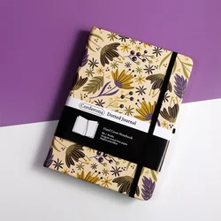 B6 Vintage Flowers Bullet punteggiato Journal 160gsm carta spessa con fascia elastica tasca posteriore con copertina rigida Dot Grid Notebook