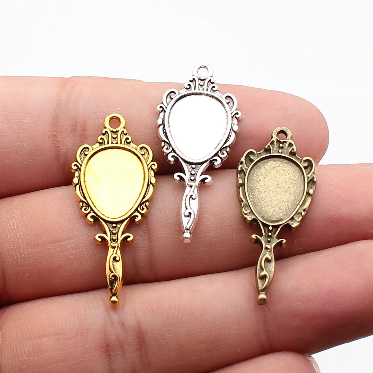 WYSIWYG 10 szt. 16x36mm 3 Kolory Lustrzane Zawieszki Charms do Tworzenia Biżuterii DIY, Ręcznie Robiona Biżuteria, Elementy do Wyrobu Biżuterii