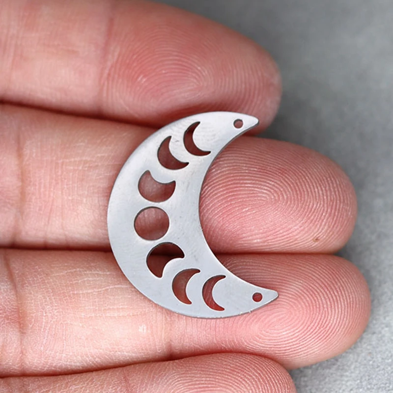 3pcs Crescent Moon Phase Stainless Steel Pendant Charms for Jewelry Making DIY Craft Vintage Necklace Finding Handmade Accessory