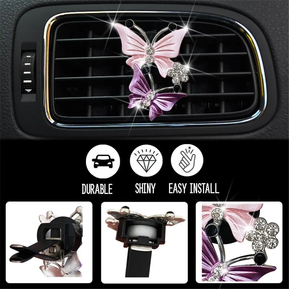 Gift Butterfly Car Aromatherapy ​Vent Clips Rhinestone Decorate Aromatherapy Clip Purifying Air Freshener Perfume Clip