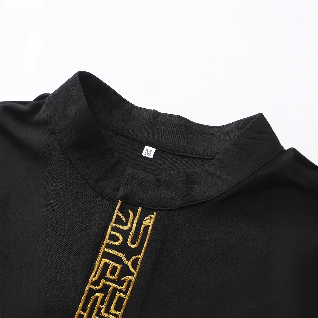 Nuovo musulmano manica lunga stile etnico ricamato arabo colletto in piedi abito da uomo Robe Abaya Ramadan Dubai lusso Islam elegante