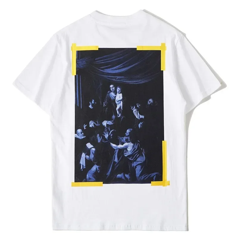 Мужские классические футболки с двусторонним принтом, новинка, картина маслом Иисуса, футболка с короткими рукавами, хип-хоп, скейтборд, уличный хлопок Kenye