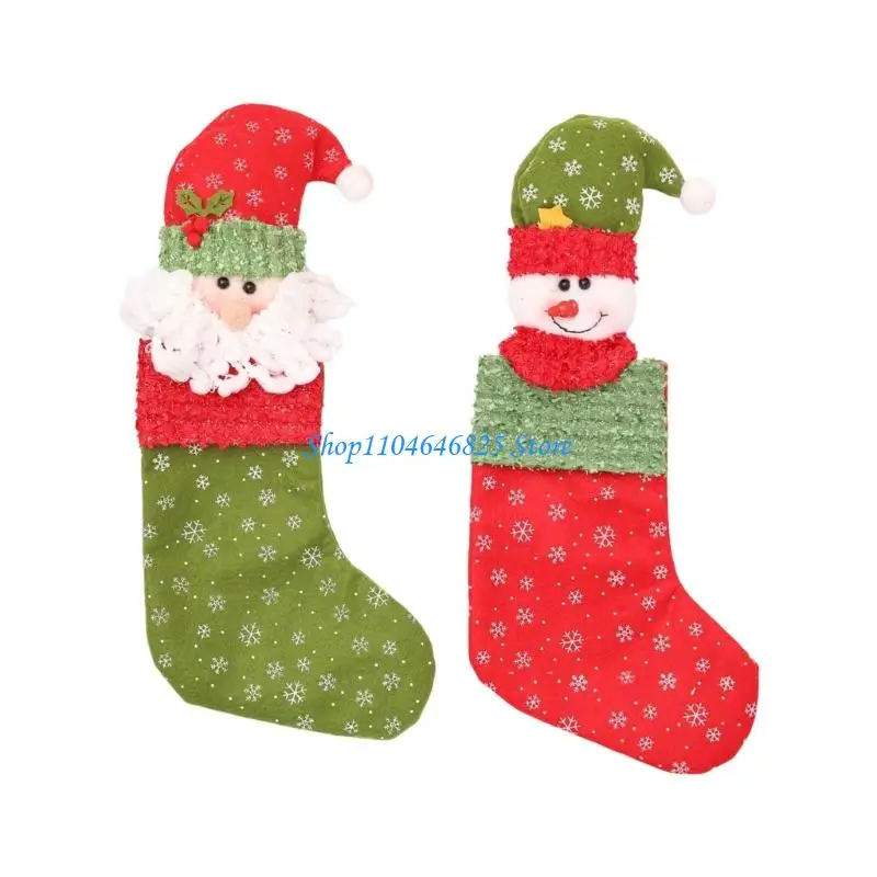 

Large Christmas Stocking Soft Fabric Hanging Sock Holiday Party Gifts Bag Decoration For Christmas Tree Ornament Mantels