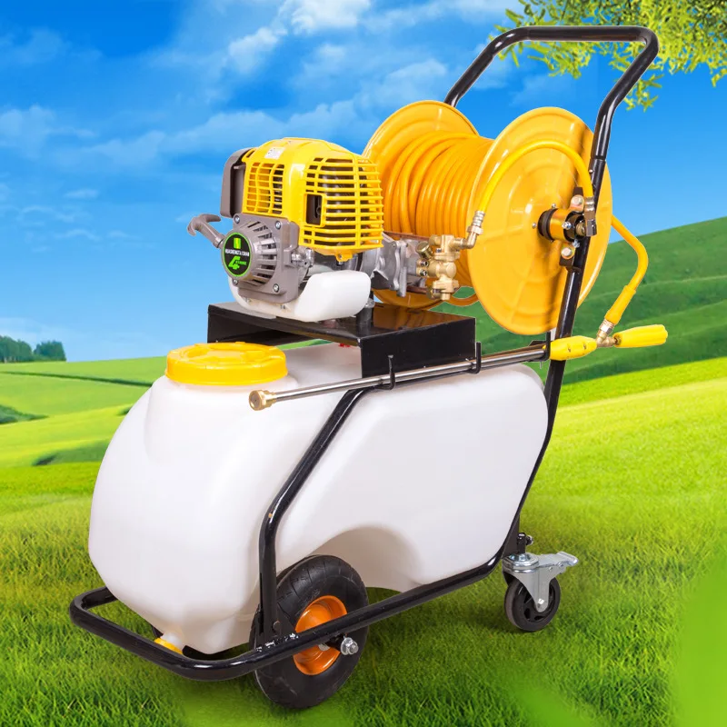 Trolley type dispenser 50 liters high pressure pesticide sprayer, low noise garden sprayer