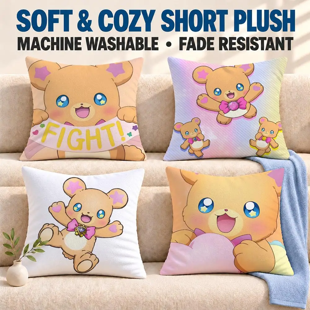 anime Maho Girls PreCure! Cushion Cover Soft Washable Pillowcase Cushion Cover for Sofa Bed Car Travel Office Home Decor