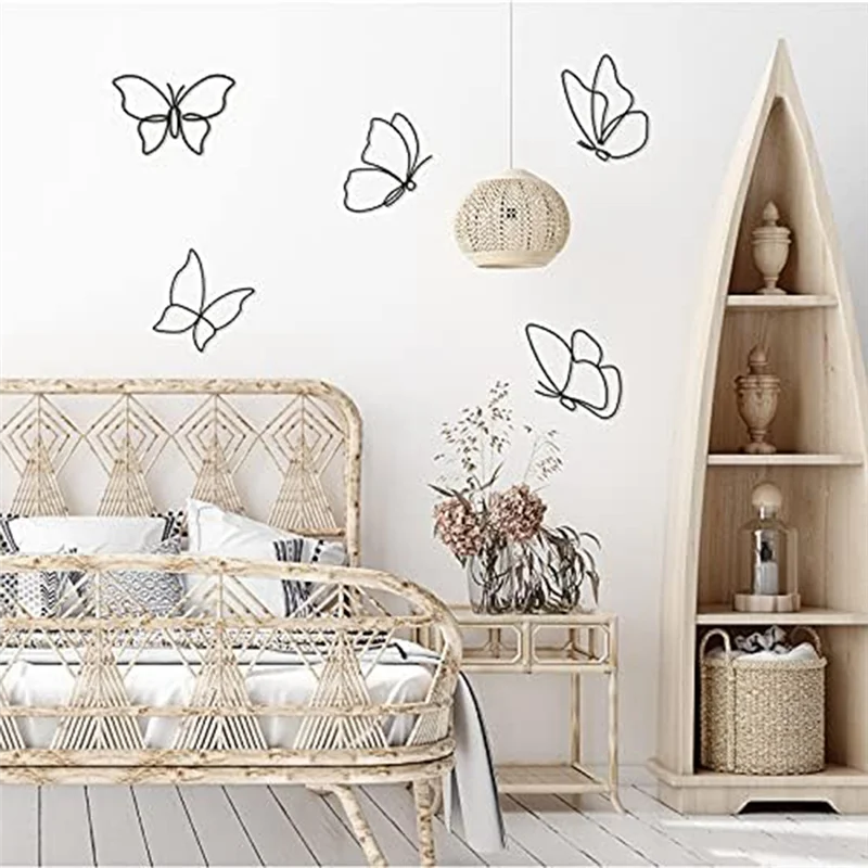 6 STKS Metalen Vlinder Muur Hangende Decor, Decoraties Decals Kunst Voor Binnen Buiten Bruiloft Verjaardagsfeestje, 6 Stijlen Gemakkelijk Te Gebruiken