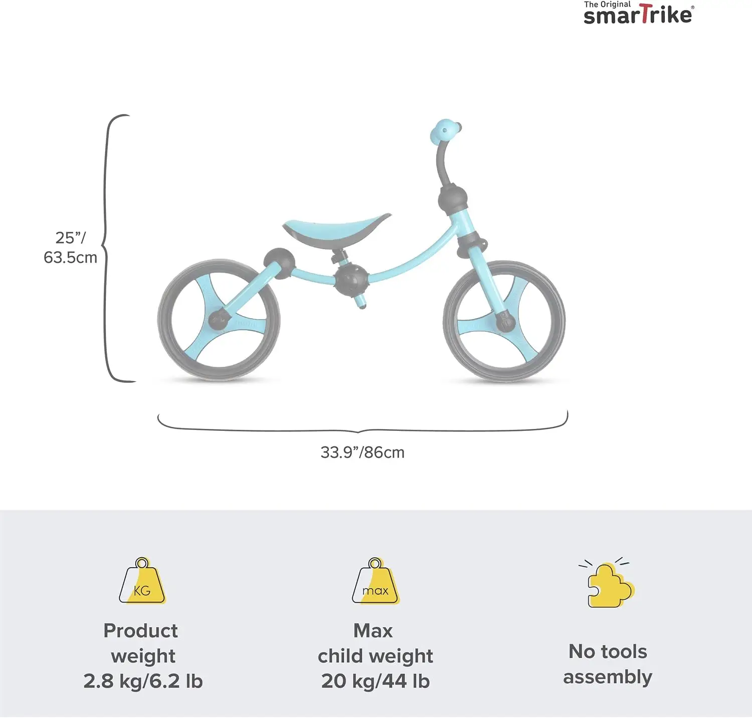 Vélo d'équilibre léger et réglable pour tout-petits, bleu, petit, numéro de modèle: 2,3-4,5, 105 ans
