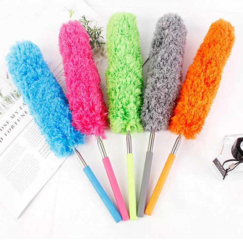 Duster Stainless Steel Long Handle Dusting Brush Car Household Cleaning Tools Microfiber Dust Brush Retractable