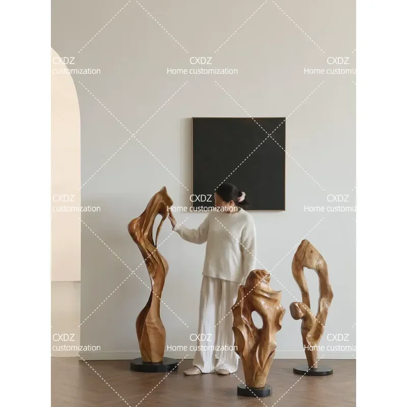 Shape Wood Language Circulation Solid Wood Sculpture Ornament Floor Decoration Entrance Living Room Creative Artwork