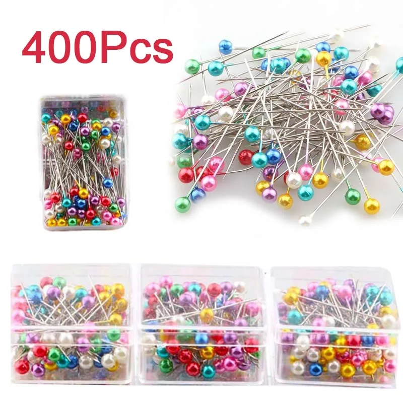 400PCS Sewing Pins Straight Pin Pearlized Ball Head Quilting Pins Multicolor Stick Pins for for Fabric DIY Crafts