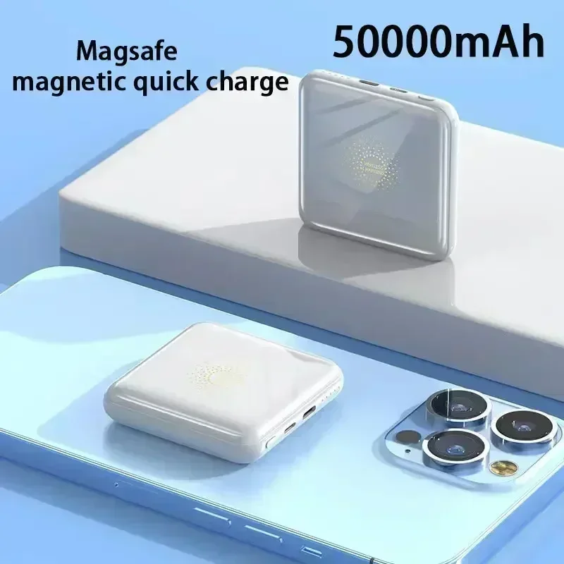 Mini Power Bank 50000 mAh szybkie ładowanie magnetyczne bezprzewodowe dla IPhone 13 14 15 ProMax przenośna bateria zewnętrzna akcesoria do telefonu