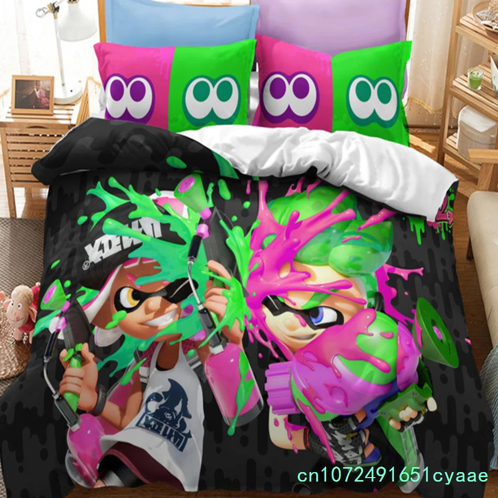 3D Printing Case - Beliebtes Splatoon 2 Spiel Bedrucktes Bettwäsche-Set