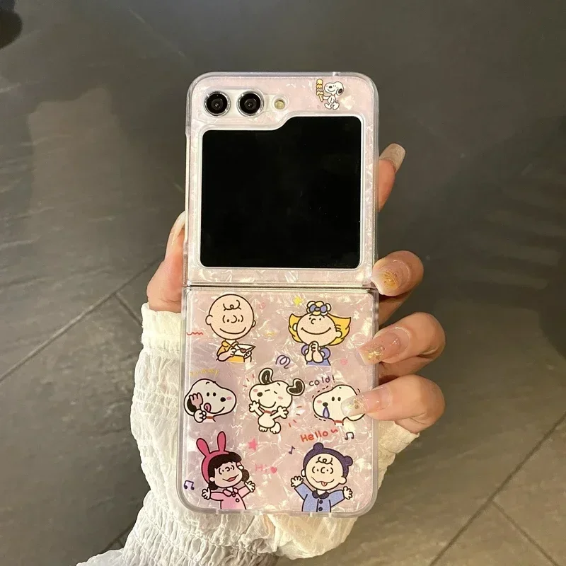Cute Cartoon Peanut Snoopy Charlie Brown Phone Case For Samsung Galaxy Z Flip 7 6 5 Case Soft TPU Back Cover For Z Flip 3 4