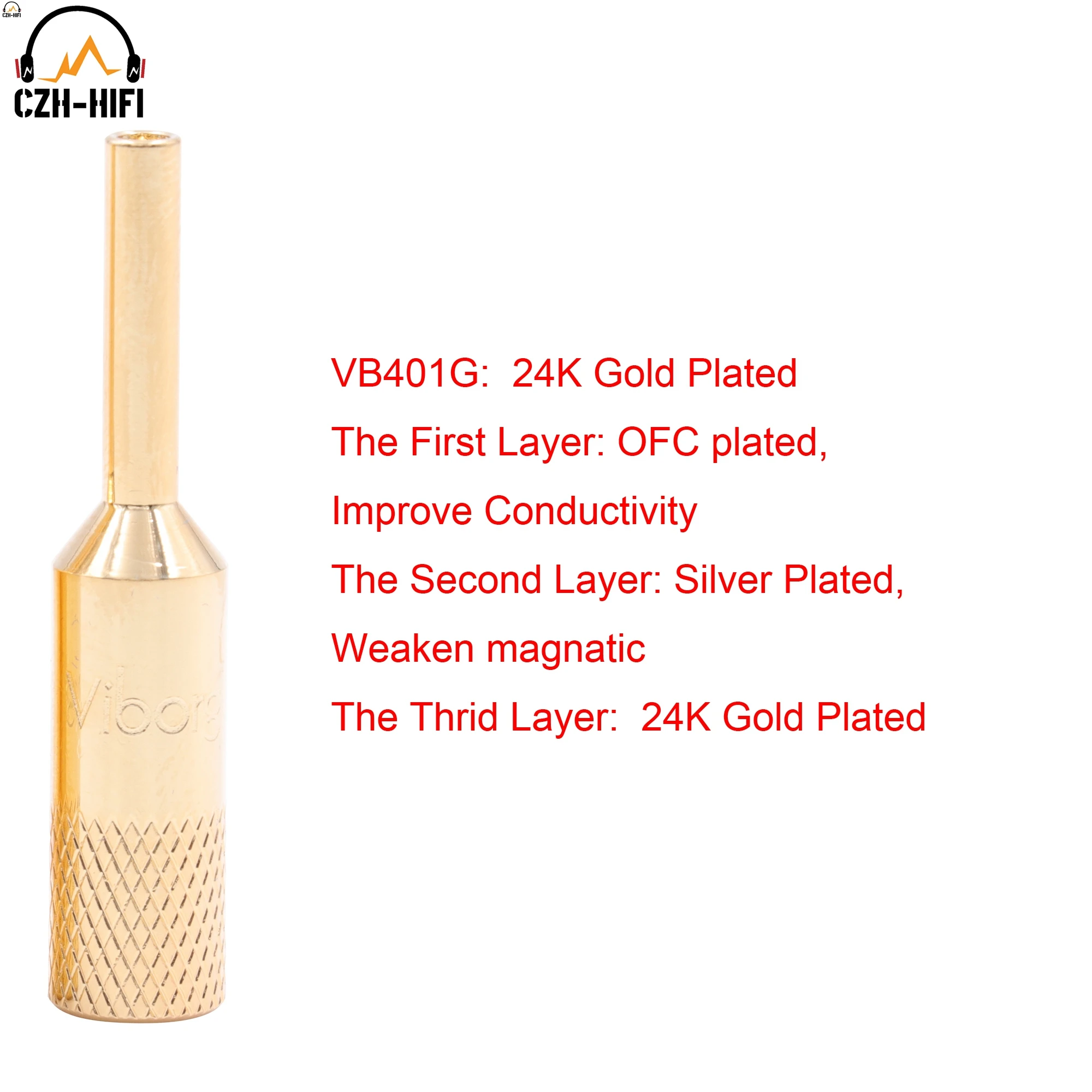 Viborg VB401 Hochwertiger Bananenstecker aus reinem rotem Kupfer, Anschlussstecker, Stecker, 4 mm, für Lautsprecherkabel – Detail 2