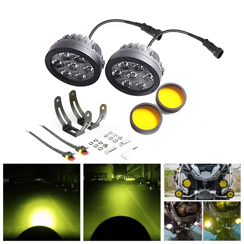 

2PCS Motorcycle Spotlights Super Bright High-power 7LED Beads ADV Rally Off-road Vehicle External Spotlights 12-24V Waterproof